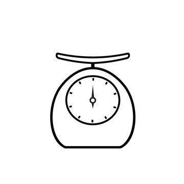 recommend clip art: Mechanical kitchen food scale outline icon. Clipart image isolated on white background