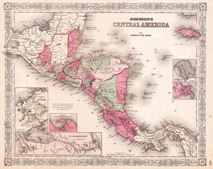 1866, Johnson Map of Central America