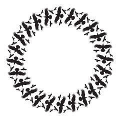 Round frame with birds silhouette