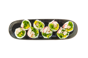 Korean rolls on a white background