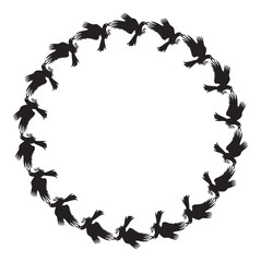 Round frame with birds silhouette