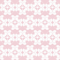 Vector Clover Hearts Tiles in pink seamless pattern background. Perfect for fabric, scrapbooking and wallpaper projects.