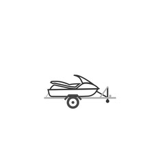Jet ski on automobile trailer outline icon. Clipart image isolated on white background