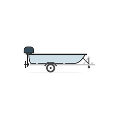 Motorboat on car trailer. Clipart image isolated on white background