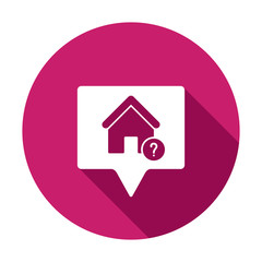 Address icon with question mark. Address icon and help, how to, info, query symbol. Vector icon