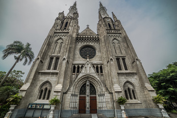 Exterior view of the Catholic Cathedral Church, Jakarta, Indonesia