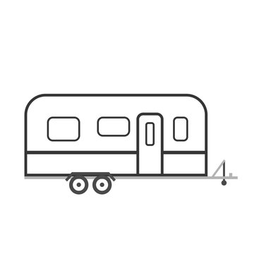 recommend clip art: Travel rv trailer outline icon. Clipart image isolated on white background