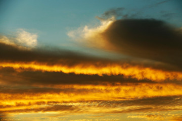 Golden sky at the sunrise background.