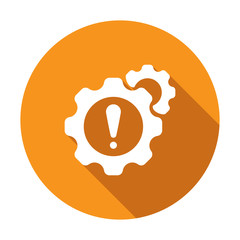 Settings icon with exclamation mark. Settings icon and alert, error, alarm, danger symbol. Vector icon