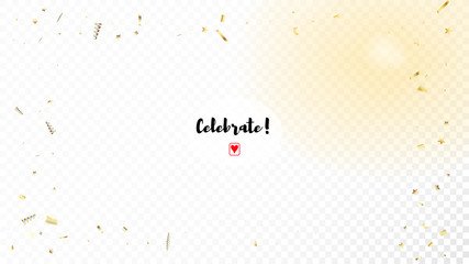 Modern Fireworks Glitter Confetti Card Background. Cool Luxury Christmas, New Year, Birthday Party Holiday Banner. Horizontal Magic Sparkles Background. Gold Fireworks Glitter Confetti
