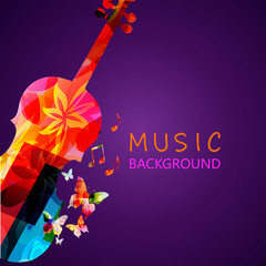 Colorful violoncello with music notes vector illustration design. Music background. Music instrument poster with music notes, festival poster, live concert events, party flyer