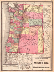 1872, Walling Map of Washington and Oregon