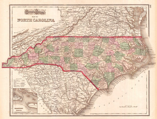 1874, Gray Map of North Carolina
