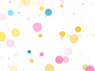 Memphis round confetti festive background in cyan blue, pink and yellow. Childish pattern vector.