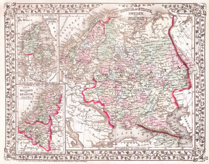 Fototapeta premium 1874, Mitchell Map of Russia