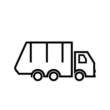 Garbage truck outline icon. Clipart image isolated on white background