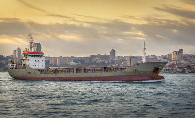 Cargo ship on Bosphorus
