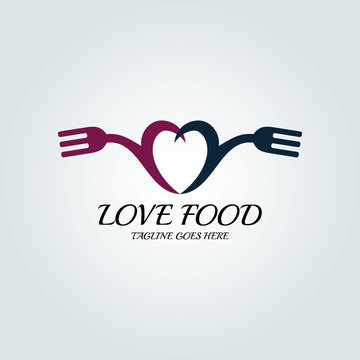 Love Food Logo Design Template. Vector Illustration