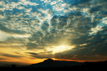 Golden sky at the sunrise background.