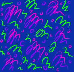 Abstract neon colors seamless pattern - colorful painting on blue background