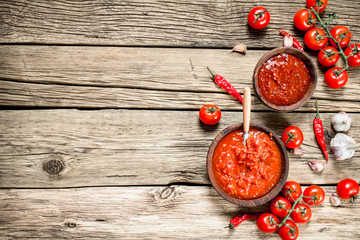 Tomato sauce with spices.