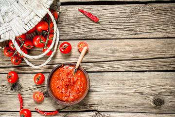 Tomato sauce with spices.