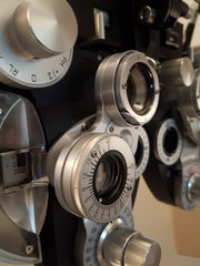detail of optometry measuring lenses