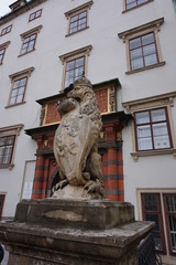  Lion guarding the entrance to the Spanish riding school in the Hofburg Palace in Vienn