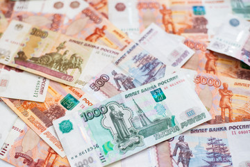 Fototapeta na wymiar Russian rubles finance concept, currency, bank, a lot of money