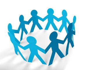 Paper People in a Circle Holding Hands