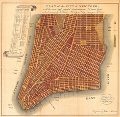 1807, Bridges Map of New York City, 1871 reissue