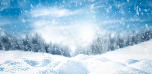 Winter background of snow and free space for your decoration 