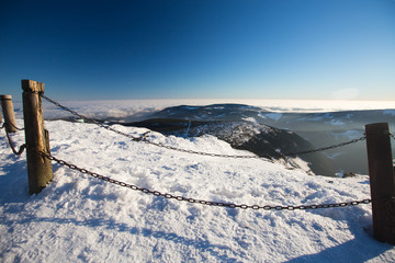 Obraz premium Karkonosze Krkonose from Sniezka Snezka, in winter.