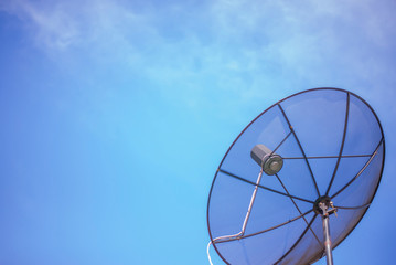 TV receiver with blue sky backdrop
