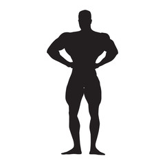 Fototapeta premium Bodybuilder posing, isolated vector silhouette
