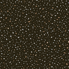 Terrazzo flooring vector seamless pattern in dark colors