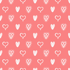 Vector hand drawn hearts seamless pattern