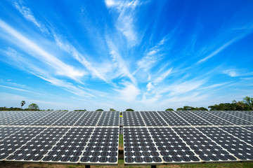 Solar panel on blue sky background, Alternative energy concept,Clean energy,Green energy.