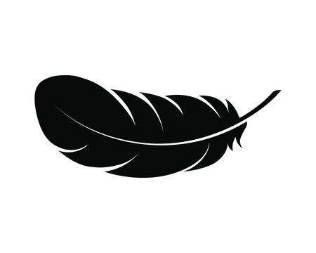 Feather sign or a symbol. Isolated abstract icon on white background. Vector illustration