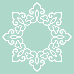 Decorative frame Elegant vector element for design in Eastern style, place for text. Floral blue border. Lace illustration for invitations and greeting cards