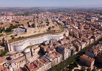 Aerial view of  Cathedral of Lleida - obrazy, fototapety, plakaty