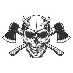 Vintage demon skull with horns