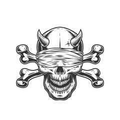 Demon skull with blindfold and crossbones