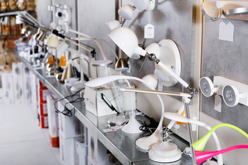 Picture of  modern desk lamp  in the  designer furniture shop