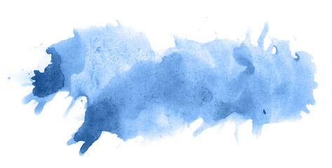 Abstract watercolor background hand-drawn on paper. Volumetric smoke elements. Blue, Marina color. For design, web, card, text, decoration, surfaces.