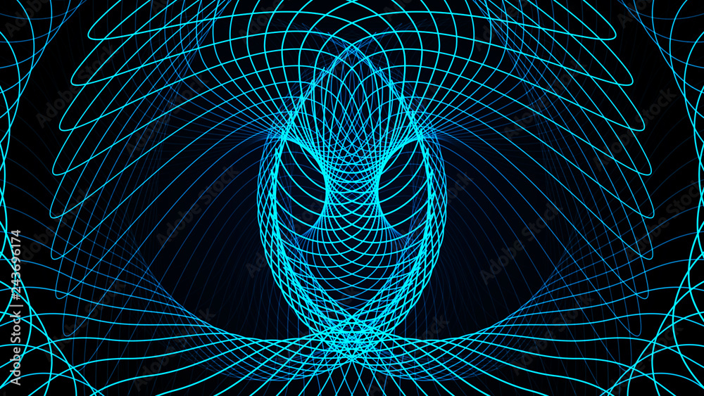 Poster effect of depth of round virtual tunnel. bid data stream visualization. technology banner for busine