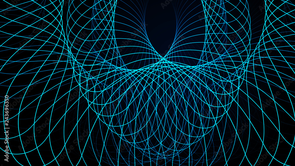 Poster effect of depth of round virtual tunnel. bid data stream visualization. technology banner for busine