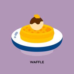 WAFFLE AND ICE CREAM WITH CHOCOLATE SUACE AND BUTTER