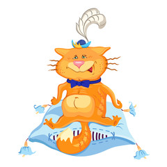 A cat sitting on a pillow, painted imitation