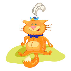 A cat sitting on a pillow, painted imitation